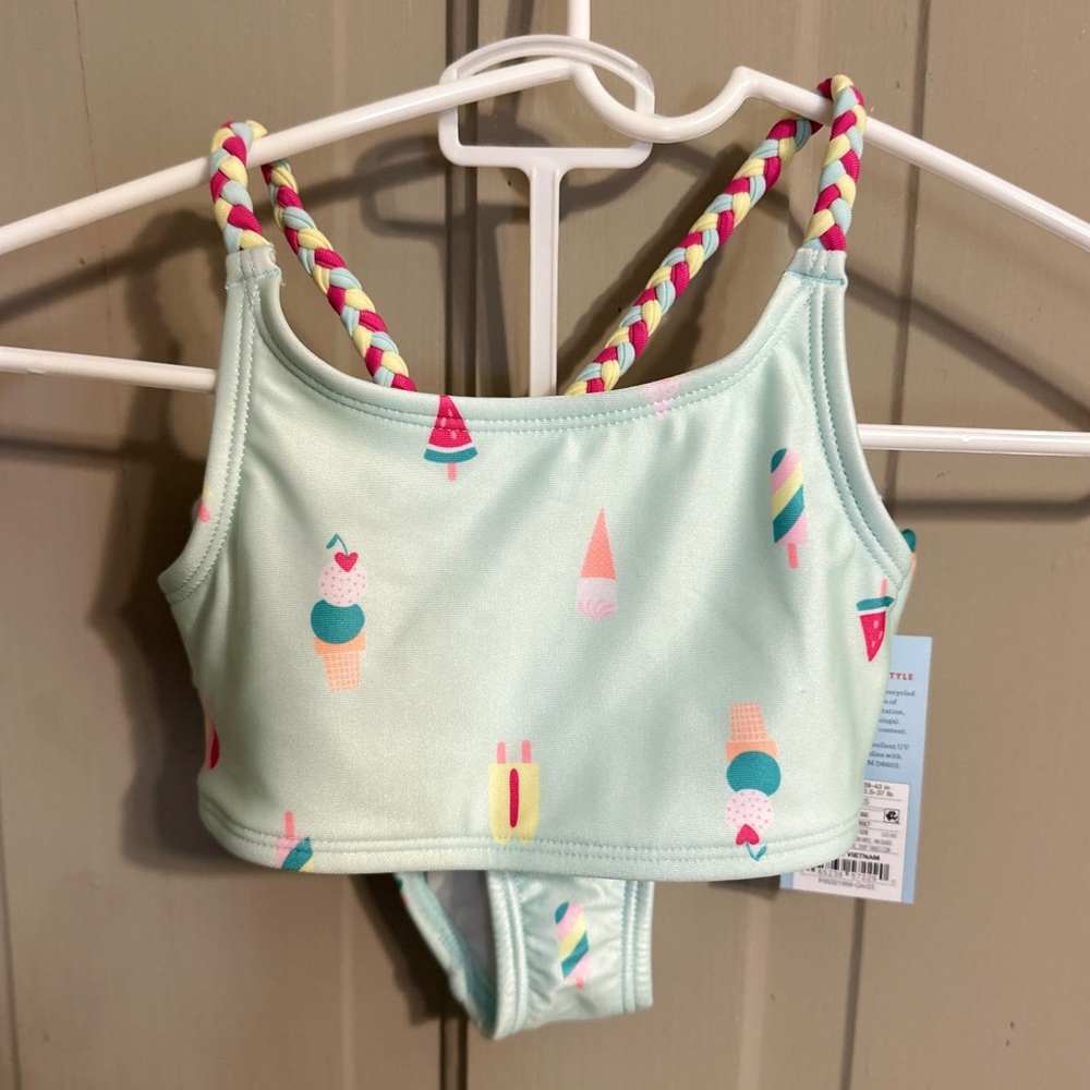 Cat & Jack popsicle two piece swimsuit light blue 4T NWT.